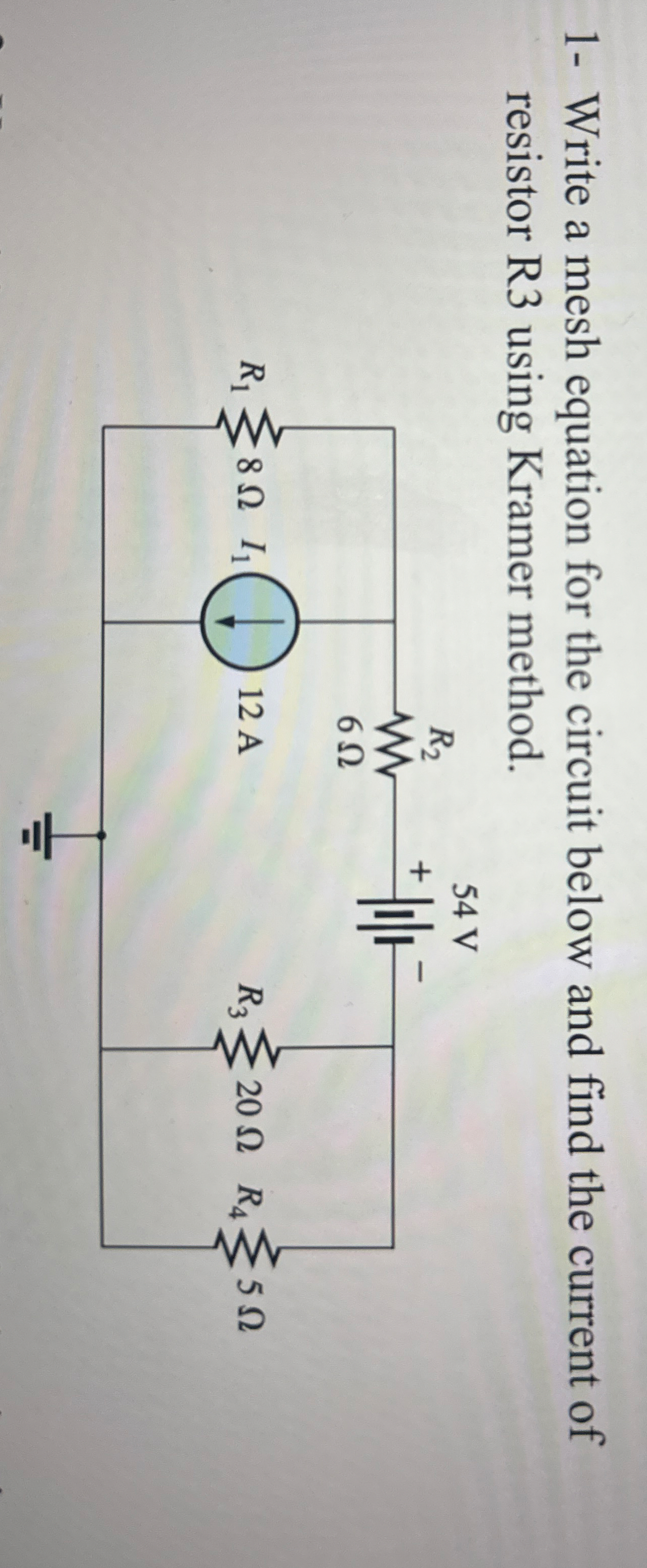 Write a mesh equation for the circuit below and