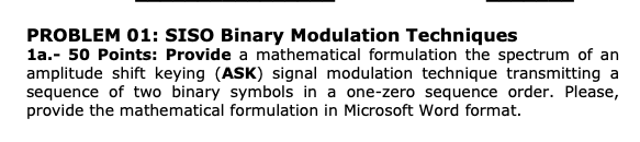 Binary Modulation Techniques 1 a . - 5 0 Points: