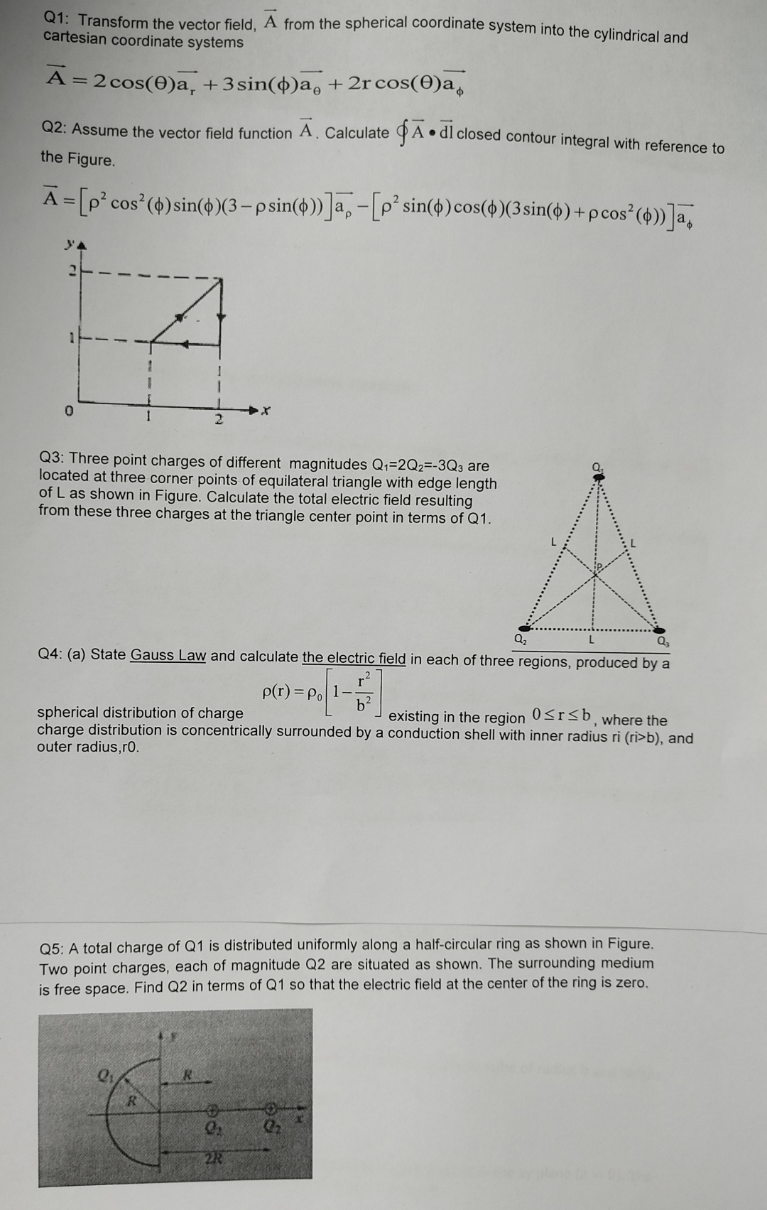 Q 1 : Transform the vector field, vec ( A ) from