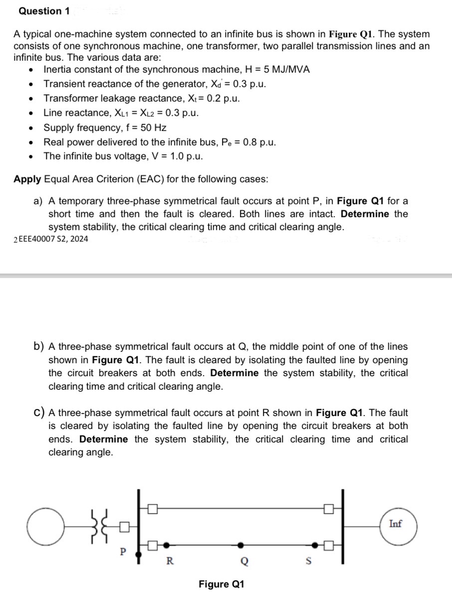 Question 1 A typical one - machine system
