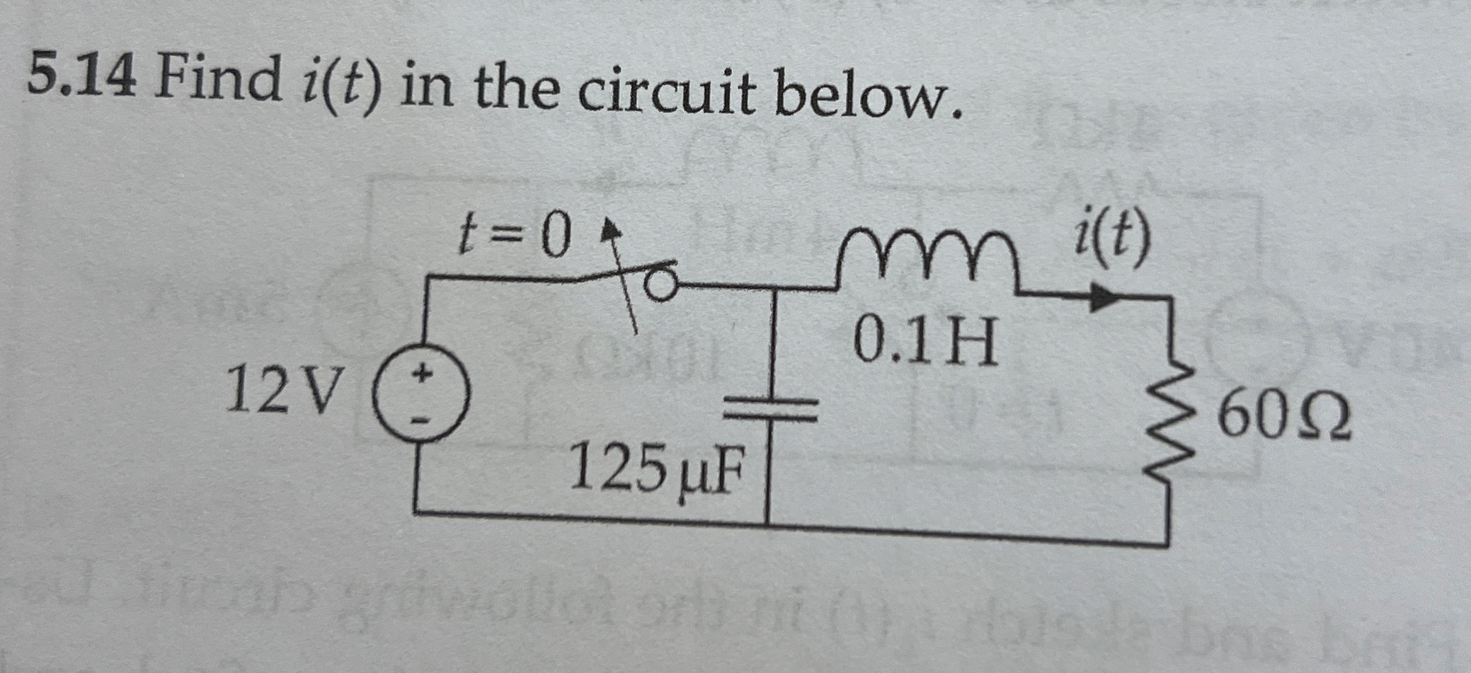 5 . 1 4 Find i ( t ) in the circuit below.