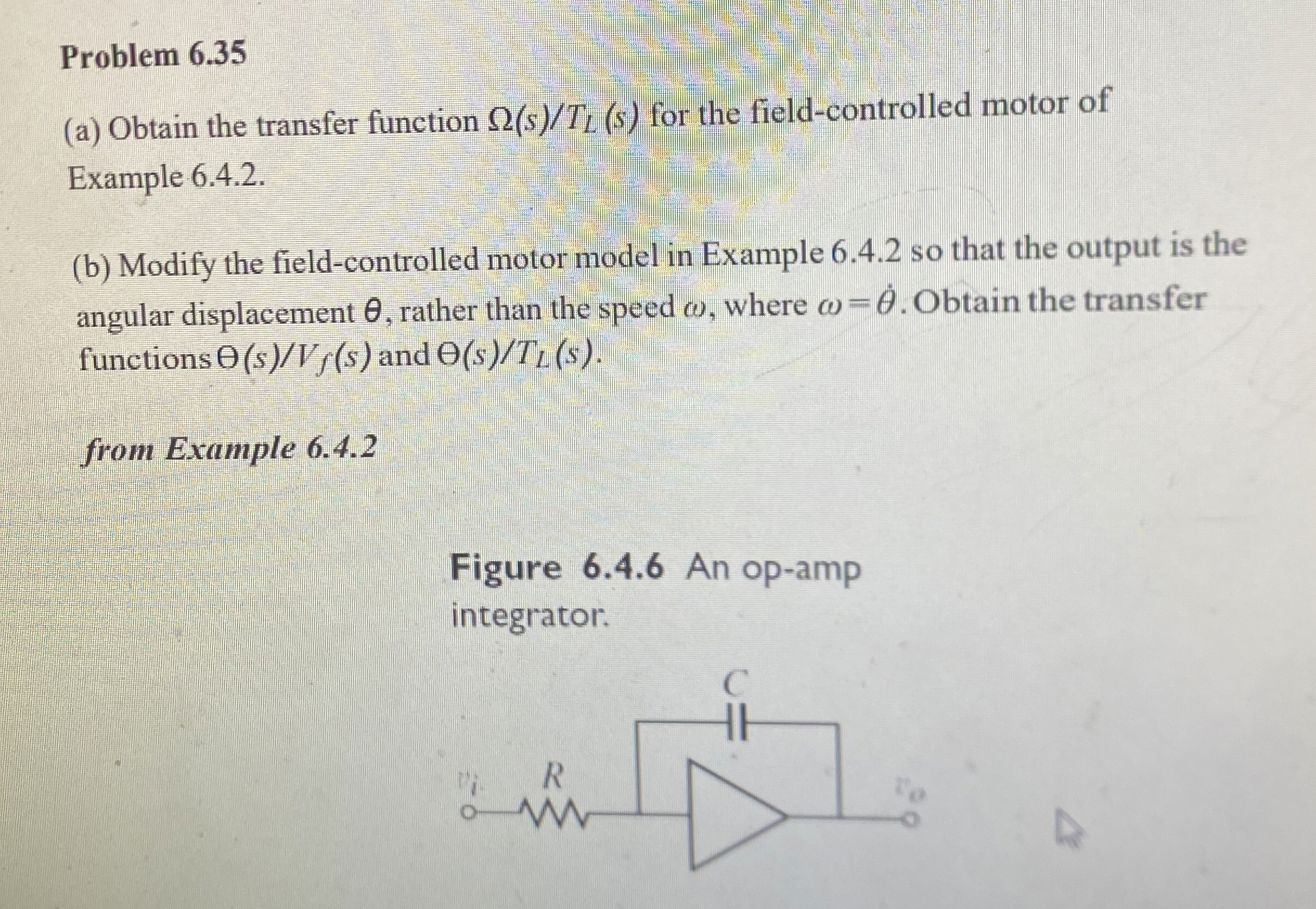 Problem 6 . 3 5 ( a ) Obtain the transfer