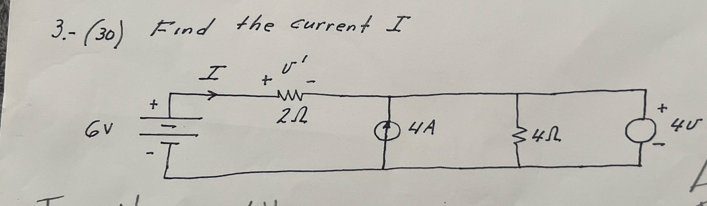 3 . - ( 3 0 ) Find the current I