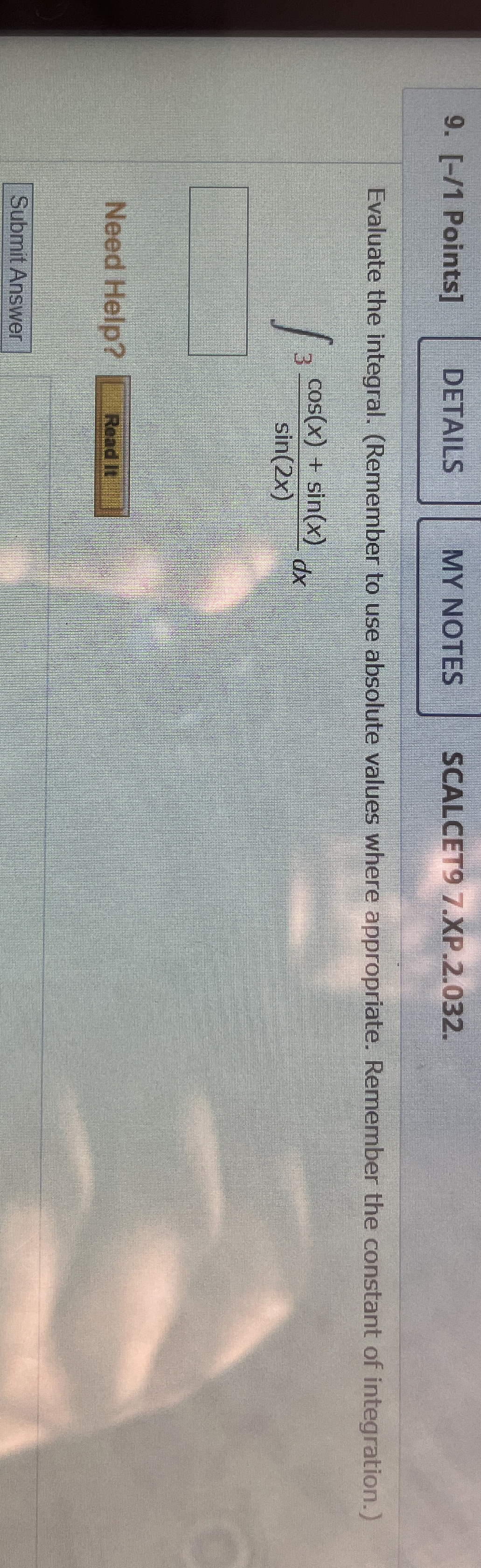 [ - / 1 Points ] SCALCET 9 7 . XP . 2 . 0 3 2 .