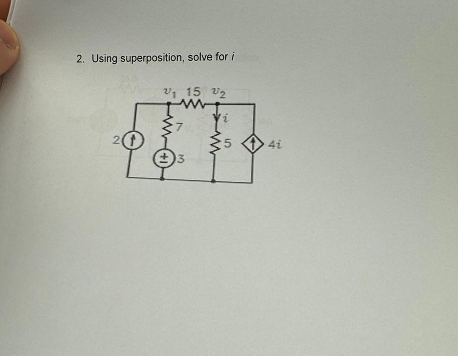 Using superposition, solve for i