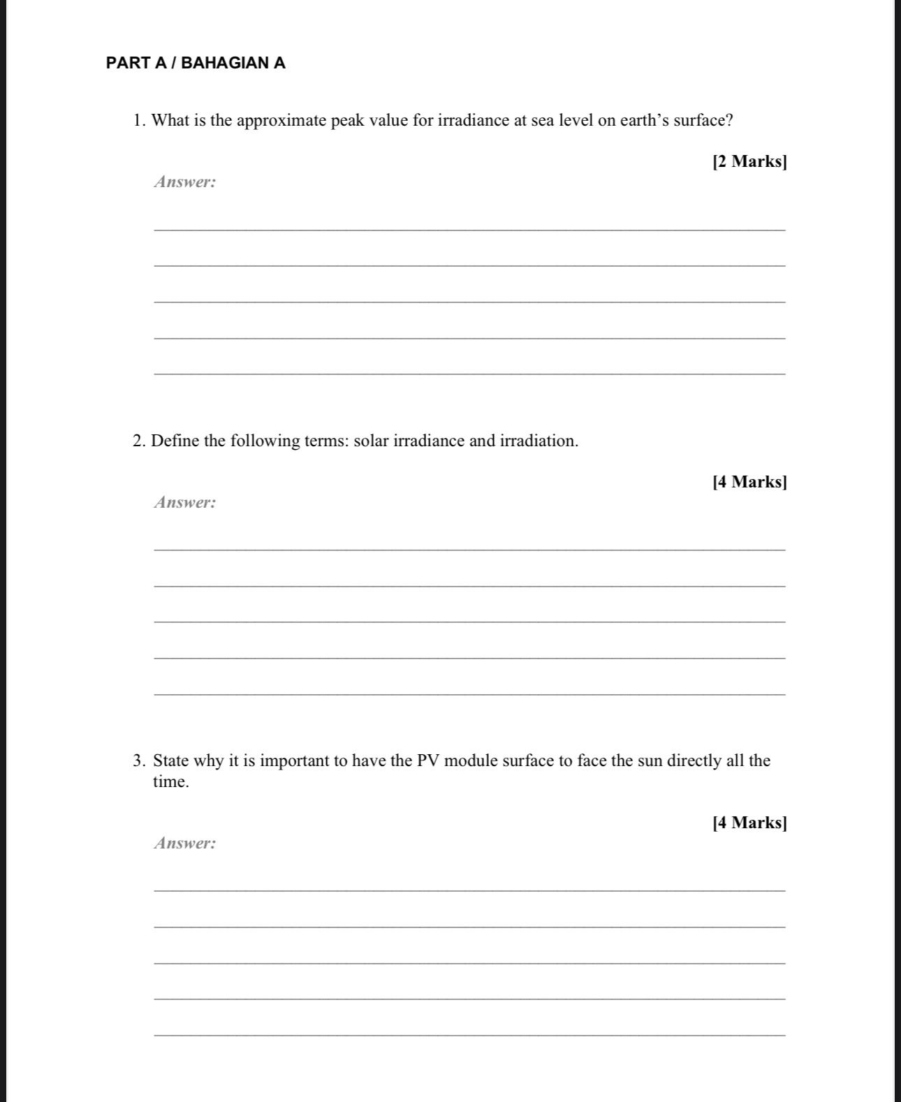 PART A / BAHAGIAN A What is the approximate peak