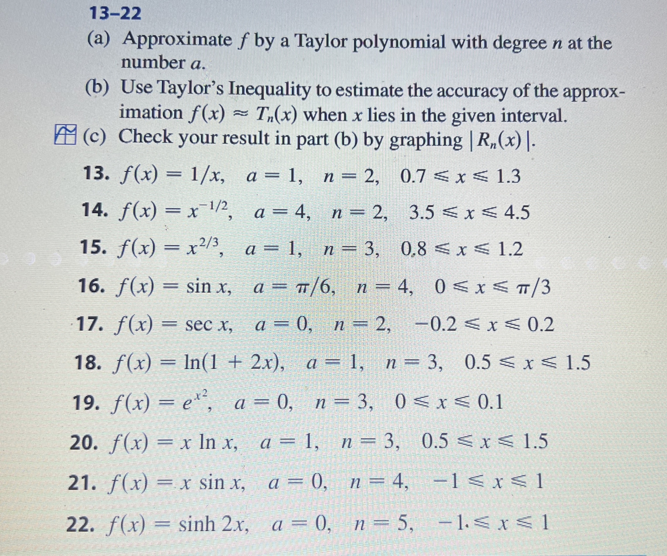 1 3 - 2 2 ( a ) Approximate f by a Taylor