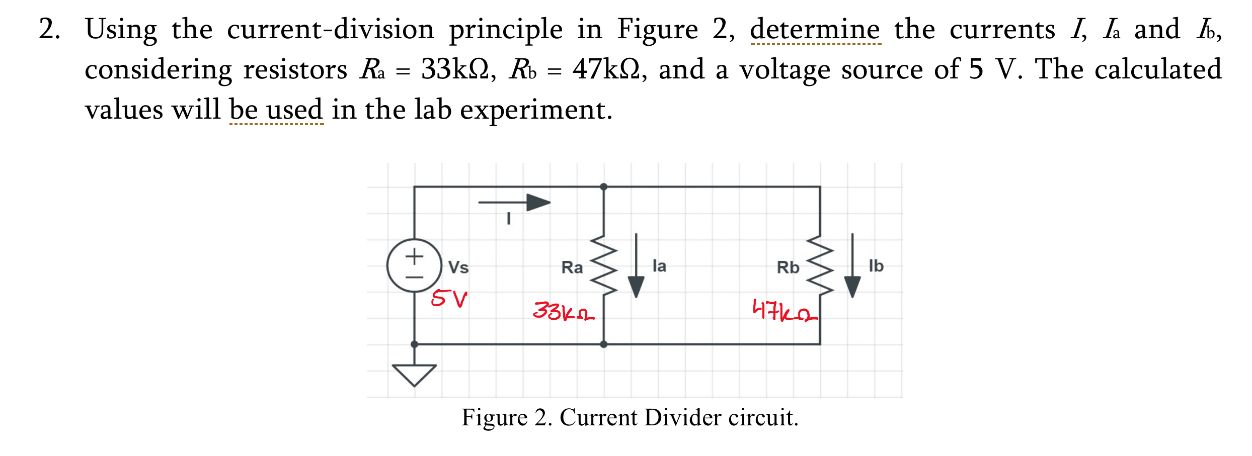 Using the current - division principle in Figure