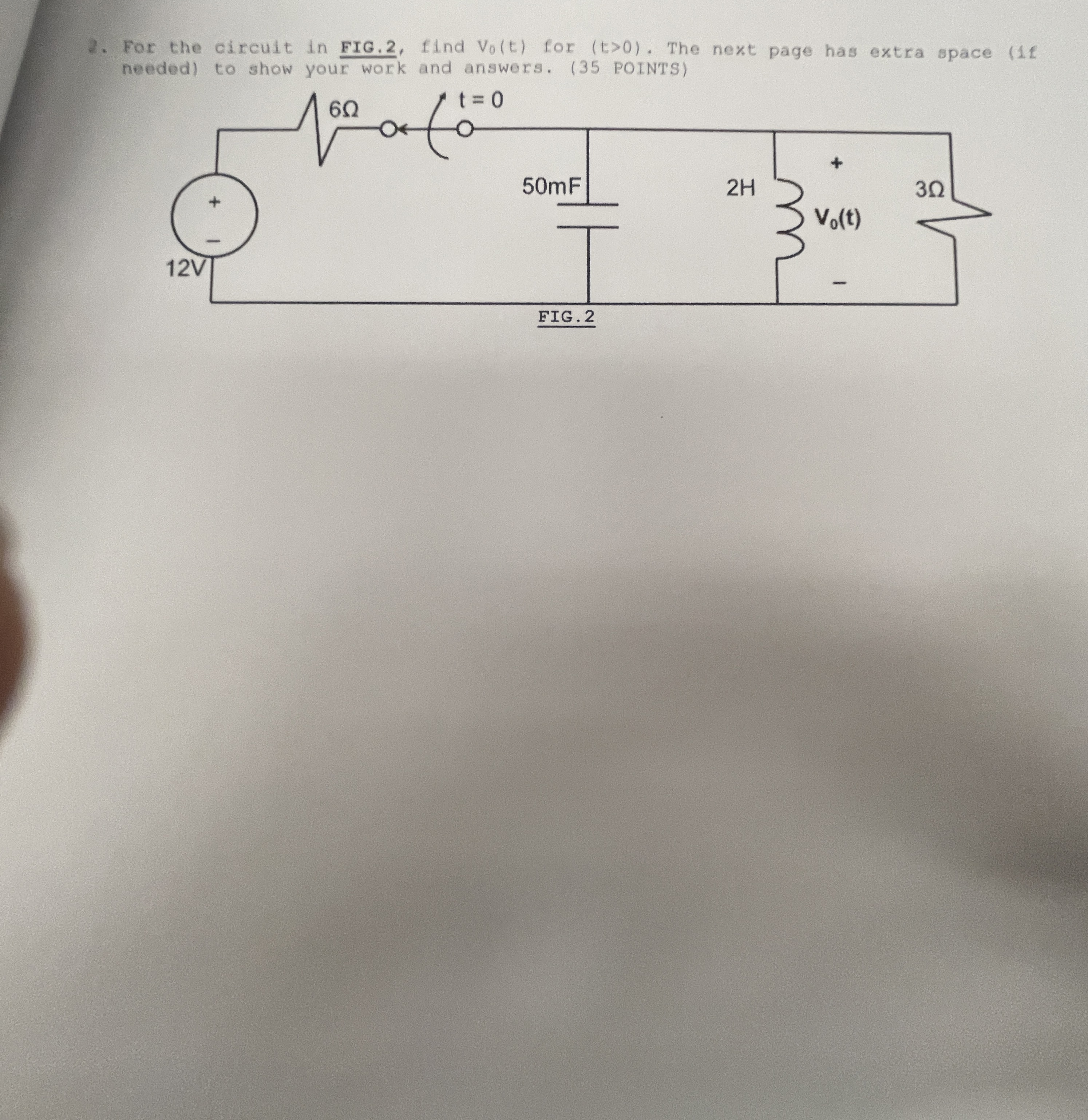 For the circuit in FIG . 2 , find V 0 ( t ) for (