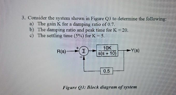 Consider the system shown in Figure Q 3 to