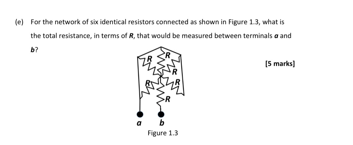 ( e ) For the network of six identical resistors