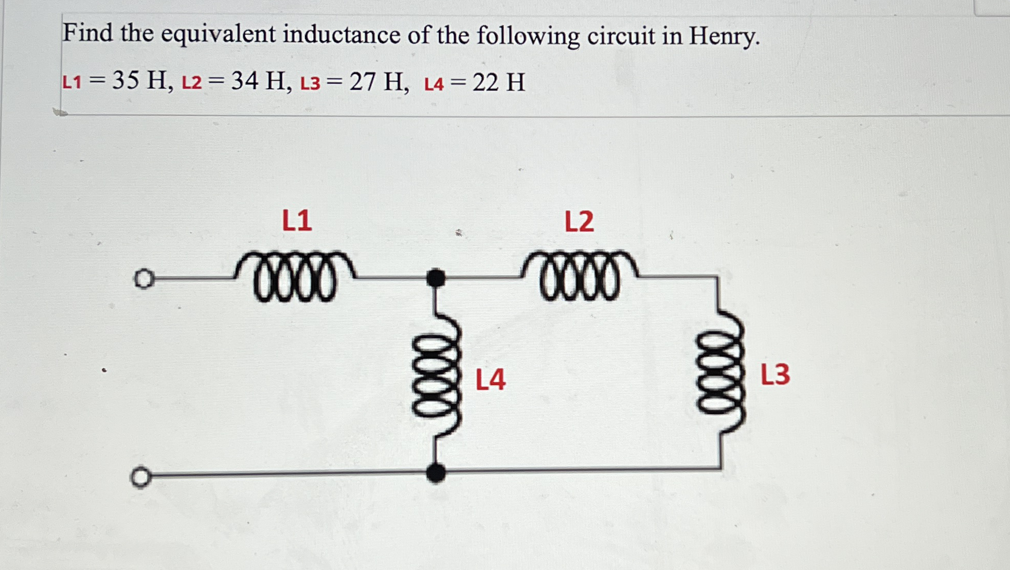 Find the equivalent inductance of the following