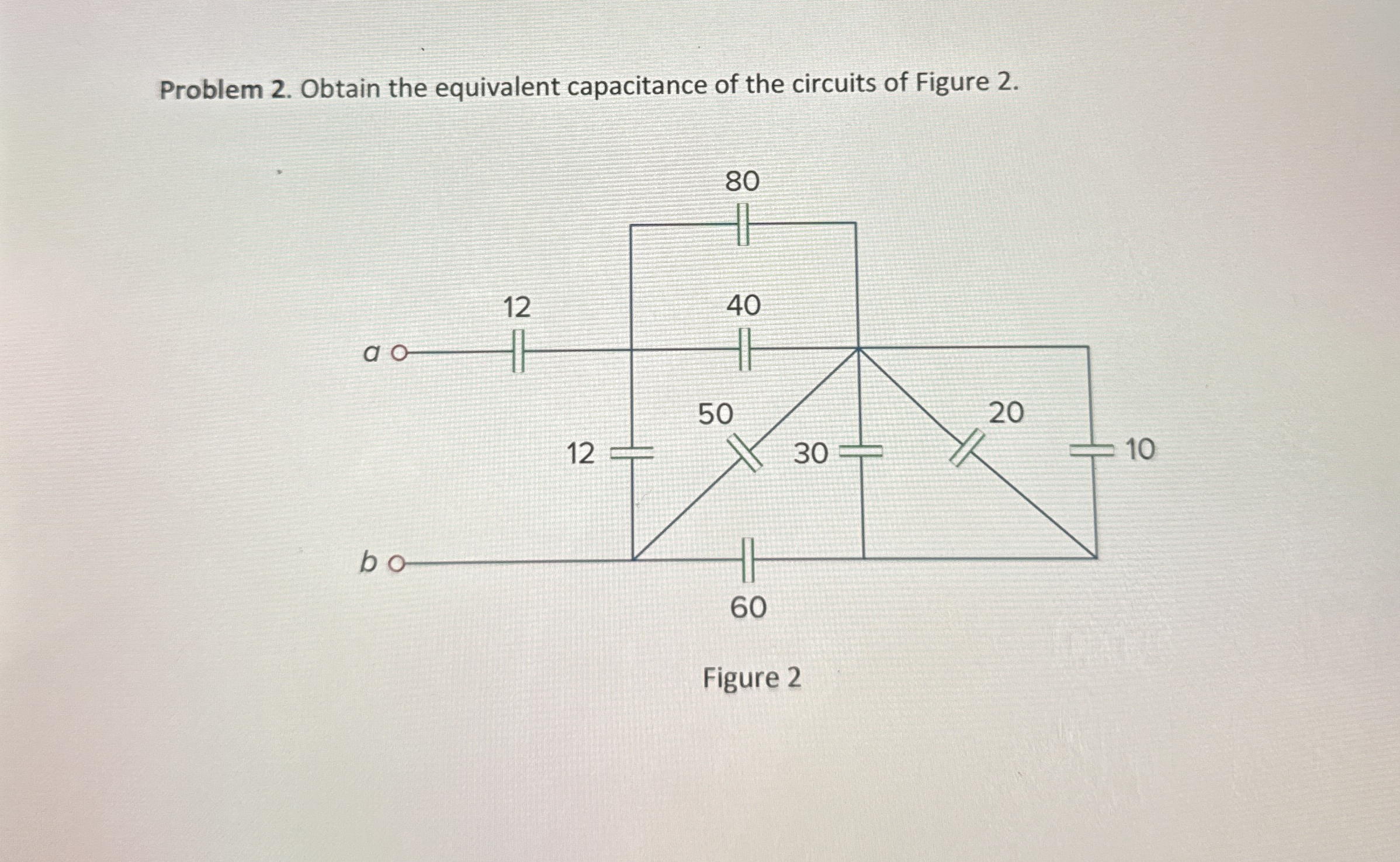 Problem 2 . Obtain the equivalent capacitance of
