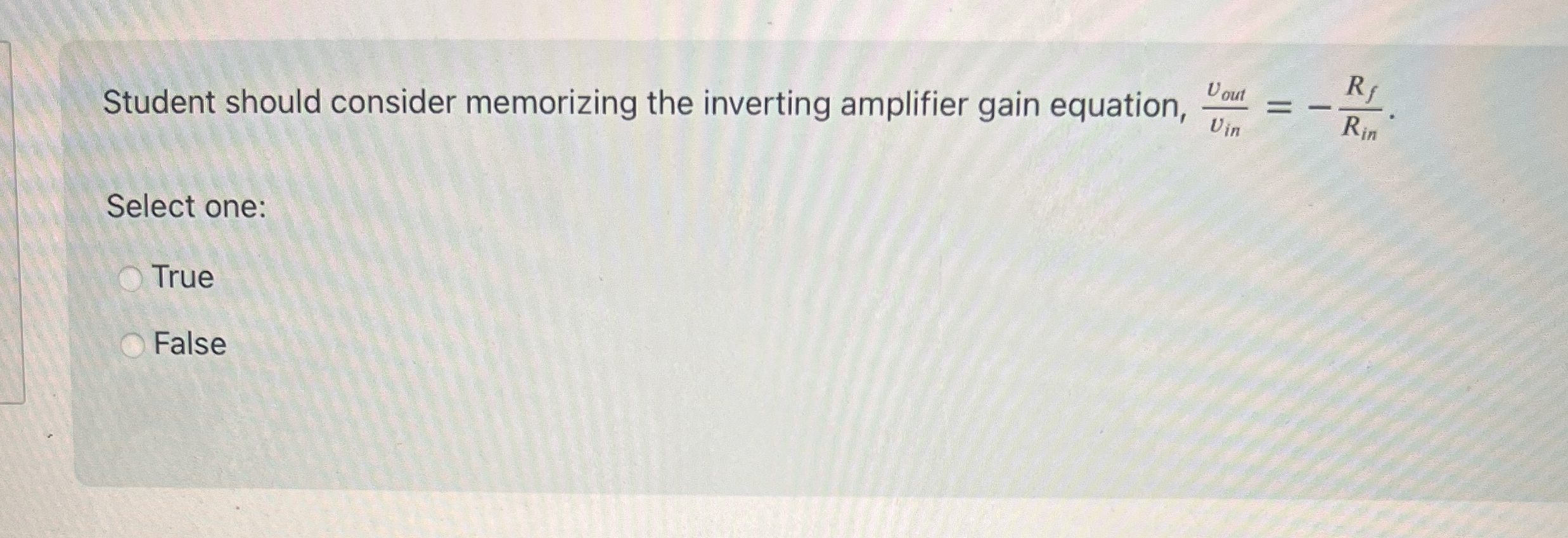 Student should consider memorizing the inverting