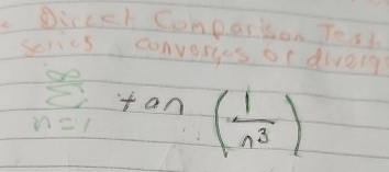 Dircet Comperition Te: series converrics or n = 1