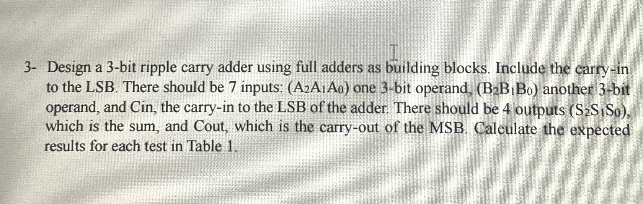 3 - Design a 3 - bit ripple carry adder using