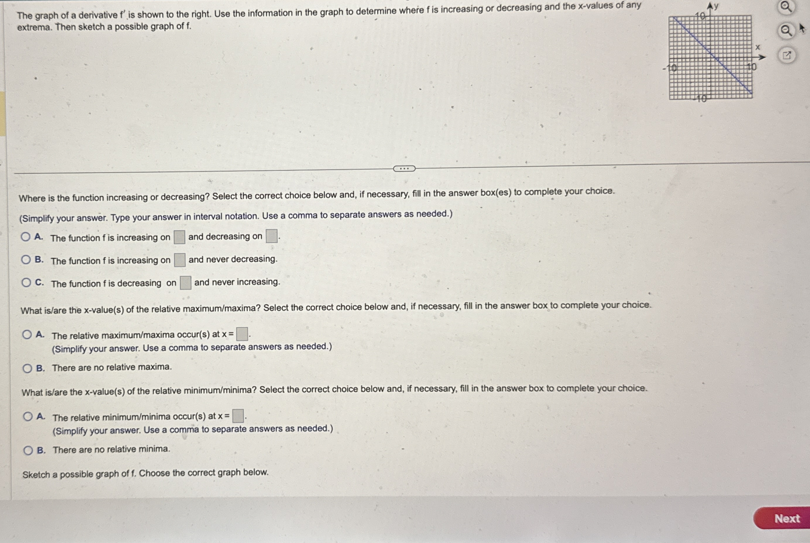 The graph of a derivative f ' is shown to the