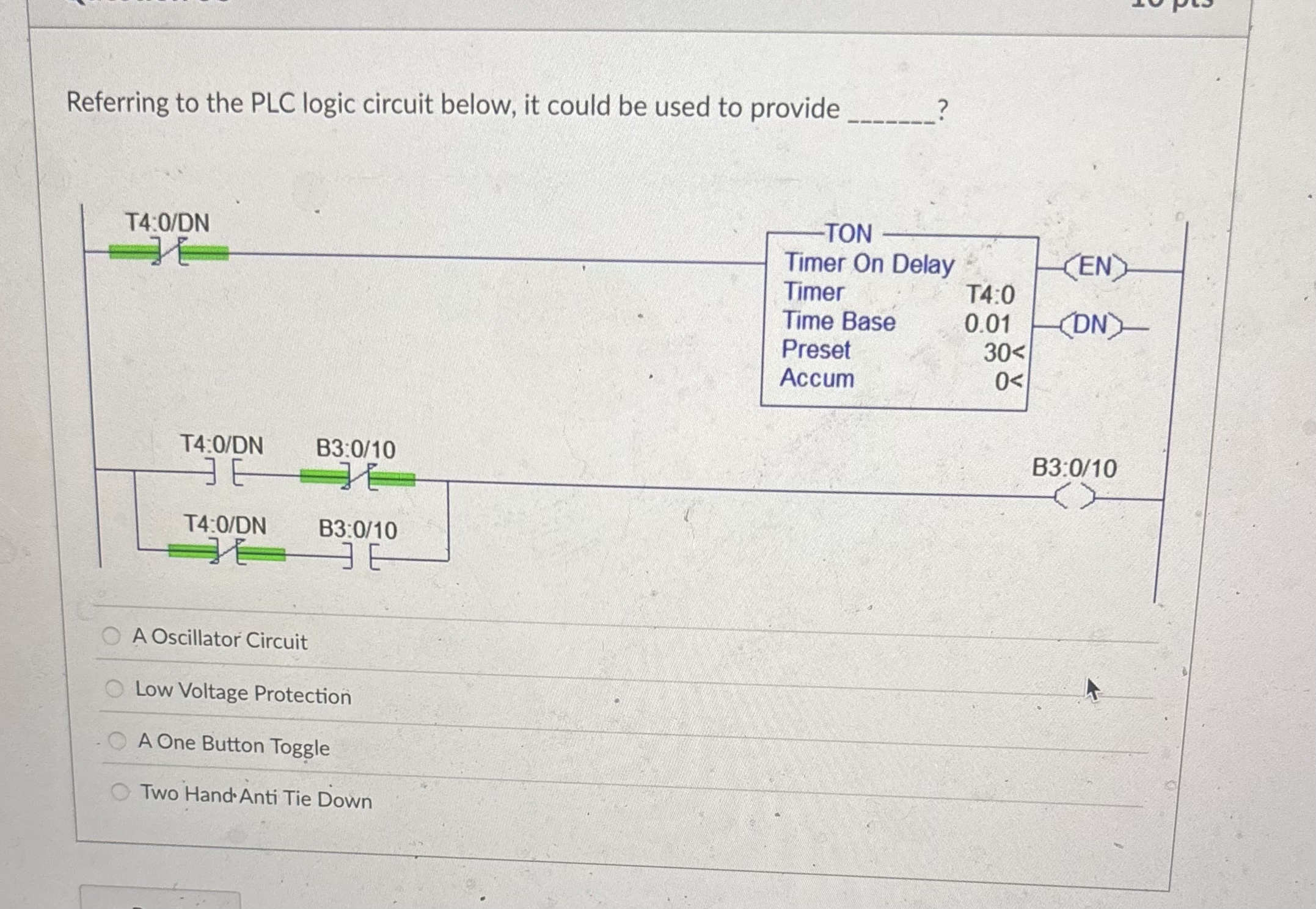Referring to the PLC logic circuit below, it