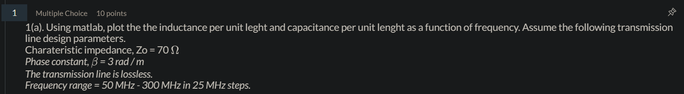 1 ( a ) . Using matlab, plot the the inductance