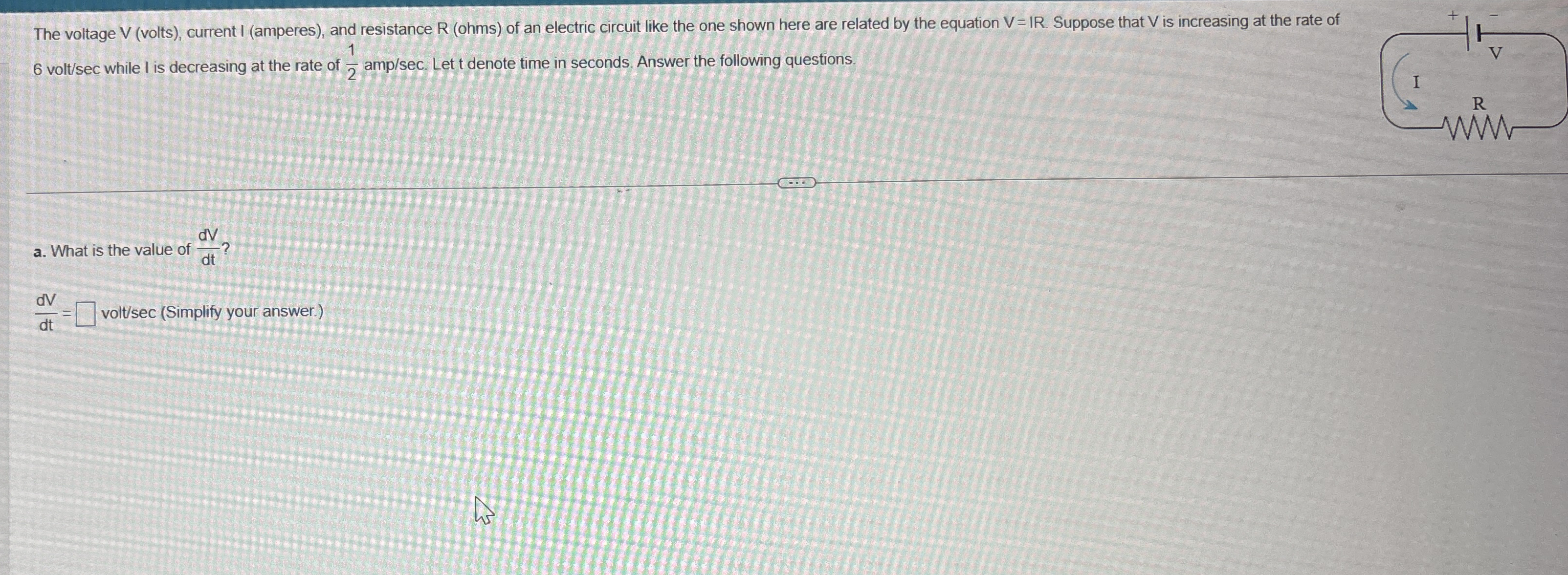 3 . 1 0 # 4 the voltage V ( volts ) , current I (