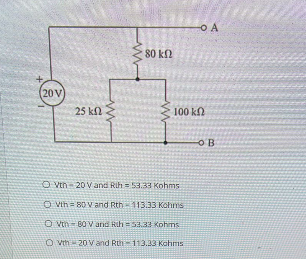 V t h = 2 0 V and R t h = 5 3 . 3 3 Kohms V t h =