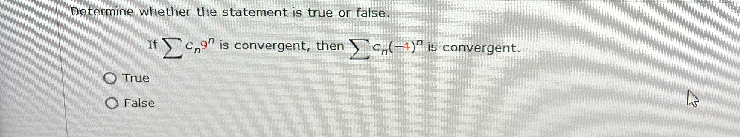 Determine whether the statement is true or false.