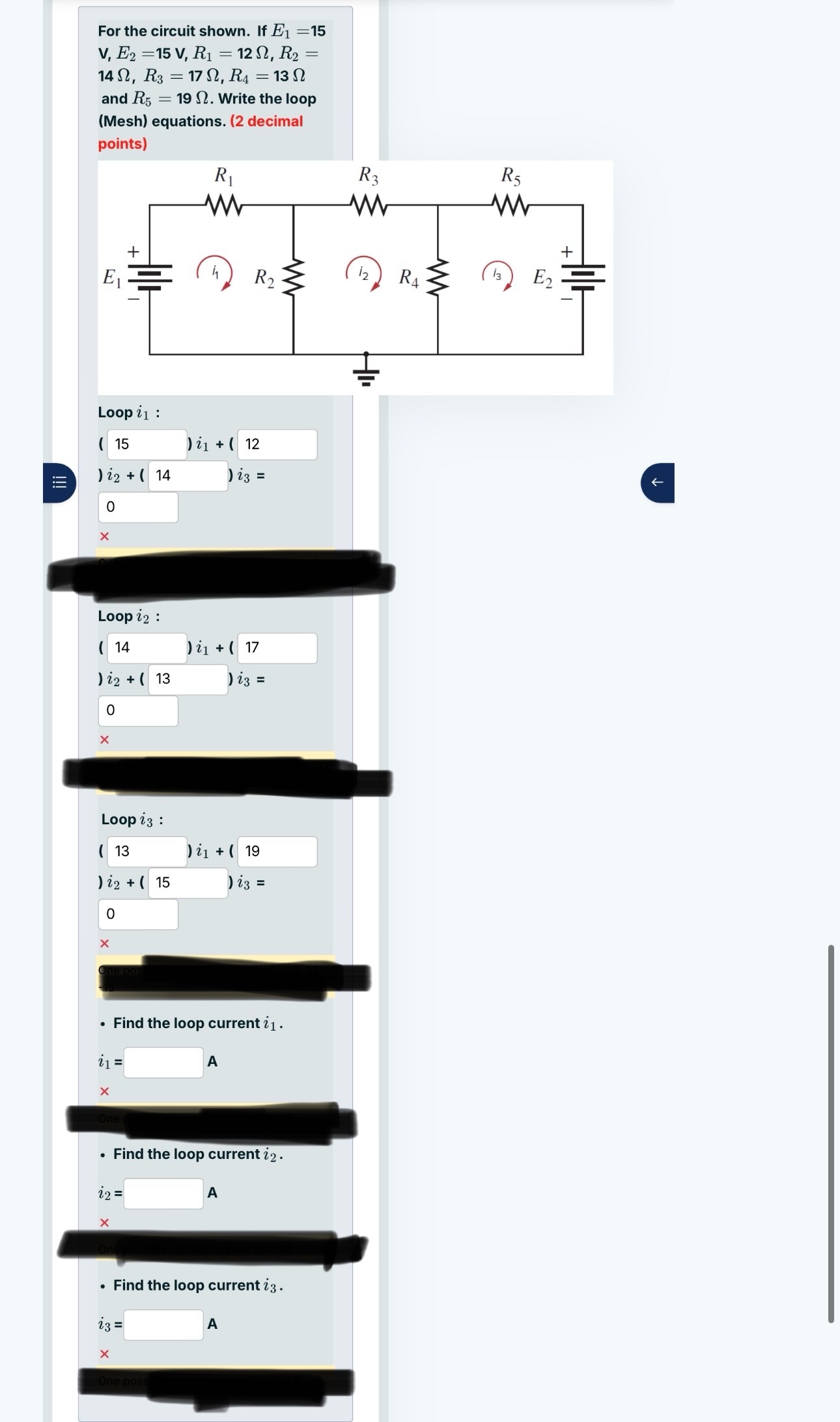 For the circuit shown. If E 1 = 1 5 v , E 2 = 1 5