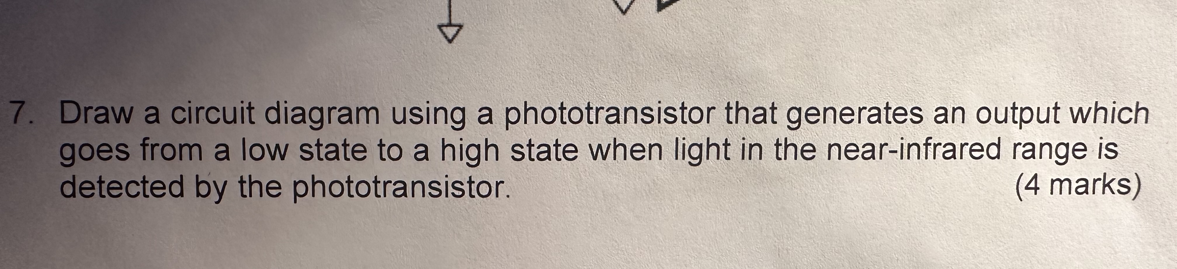 Draw a circuit diagram using a phototransistor