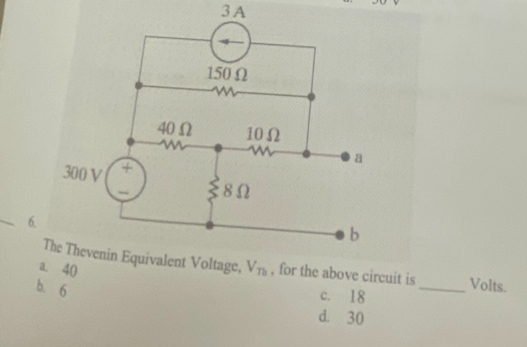 The Thevenin Equivalent Voltage, V _ ( Th ) , for