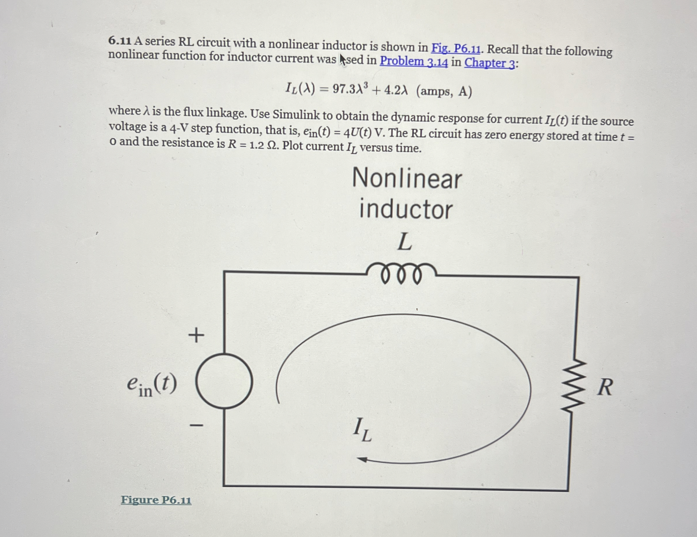 6 . 1 1 A series RL circuit with a nonlinear