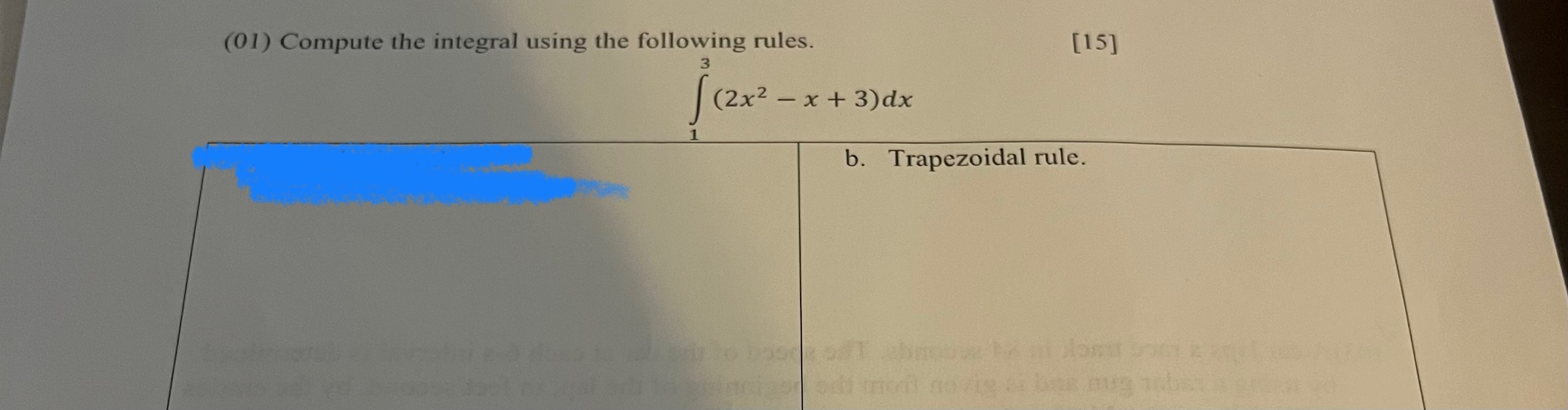( O 1 ) Compute the integral using the following