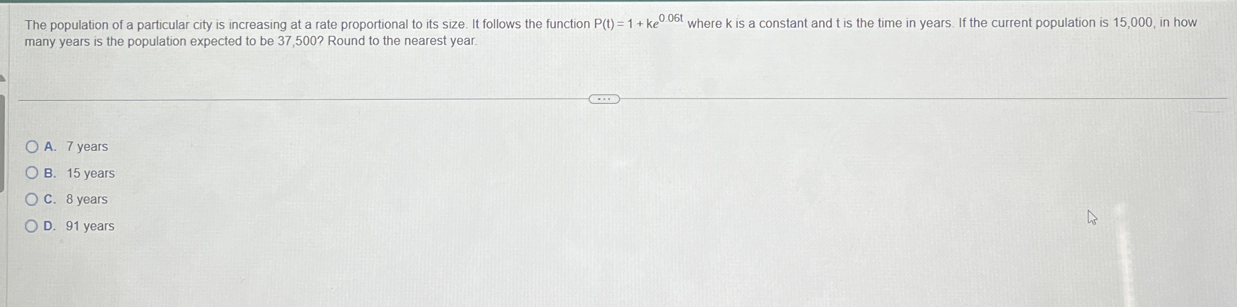 The population of a particular city is increasing