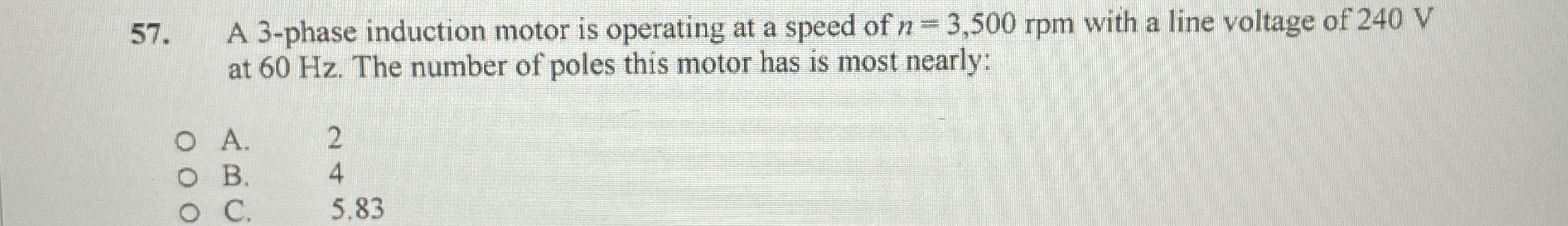 A 3 - phase induction motor is operating at a