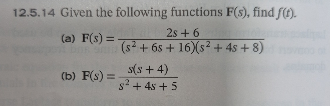 1 2 . 5 . 1 4 Given the following functions F ( s