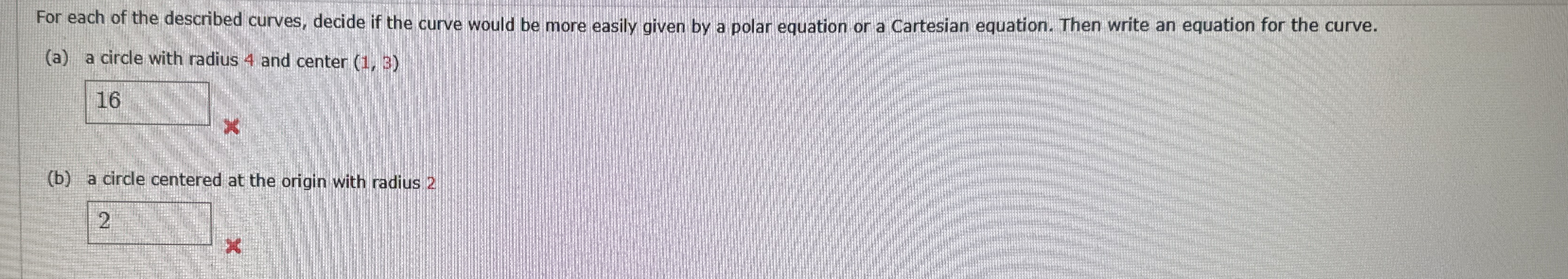 For each of the described curves, decide if the