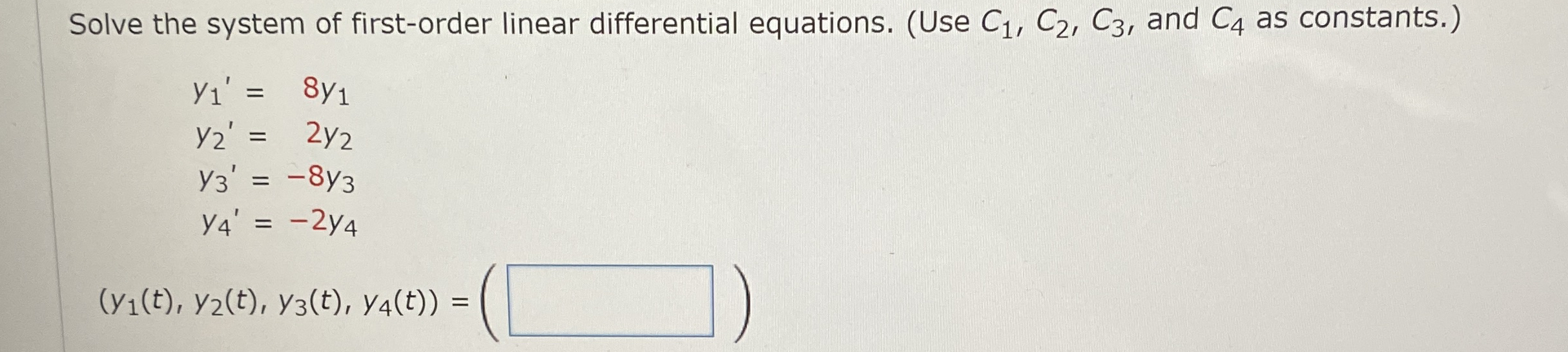 Solve the system of first - order linear