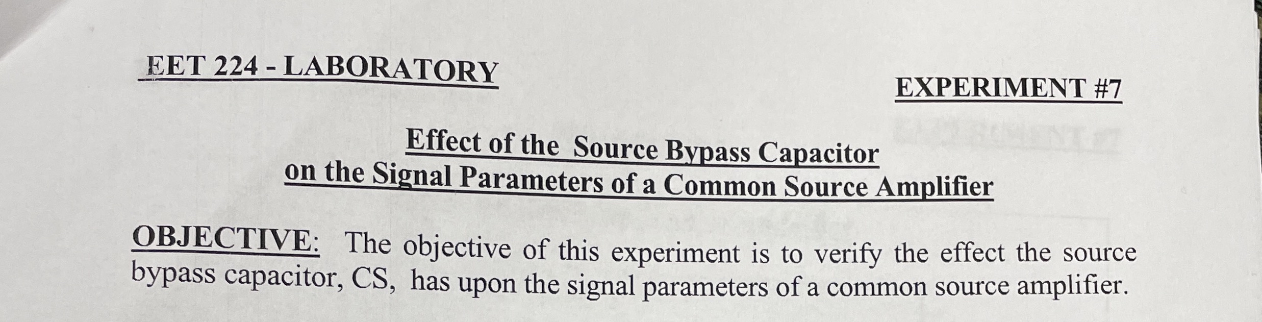 EET 2 2 4 - LABORATORY EXPERIMENT # 7 Effect of