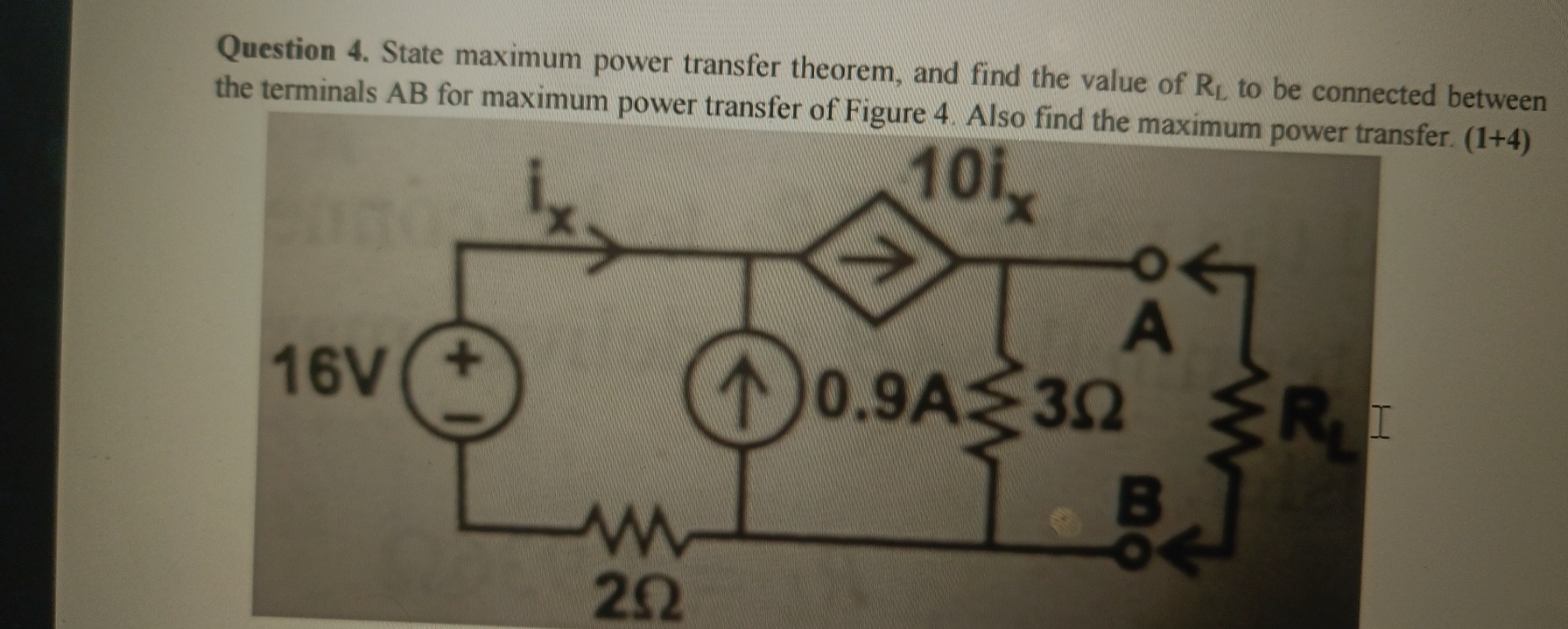 Question 4 . State maximum power transfer