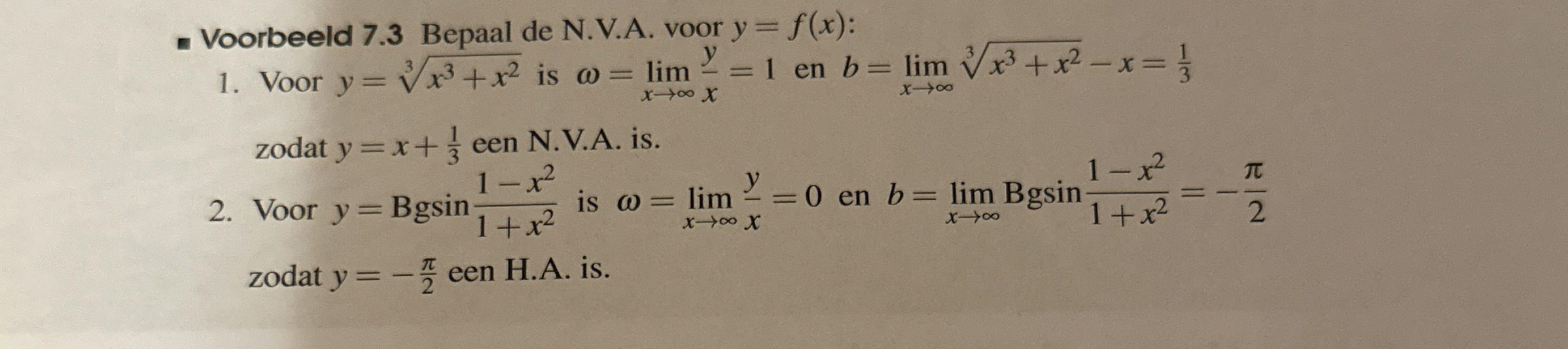 Voorbeeld 7 . 3 Bepaal de N . V . A . voor y = f