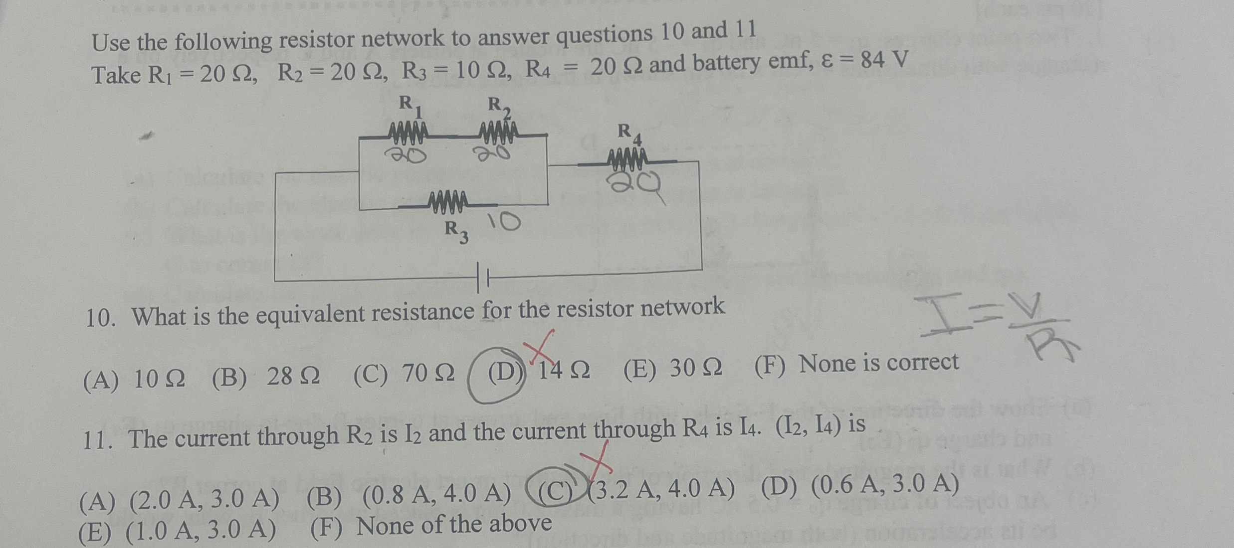 Use the following resistor network to answer