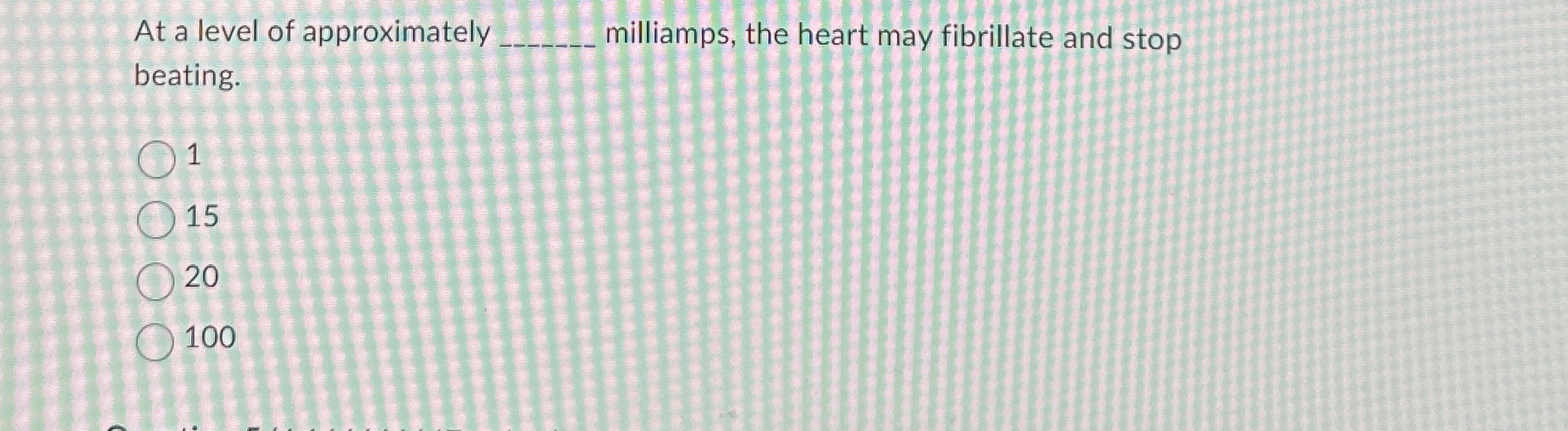 At a level of approximately milliamps, the heart