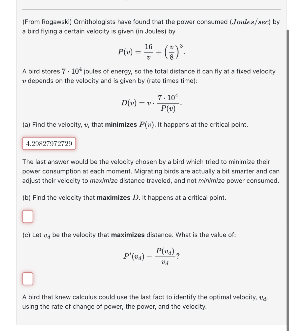 ( From Rogawski ) Ornithologists have found that