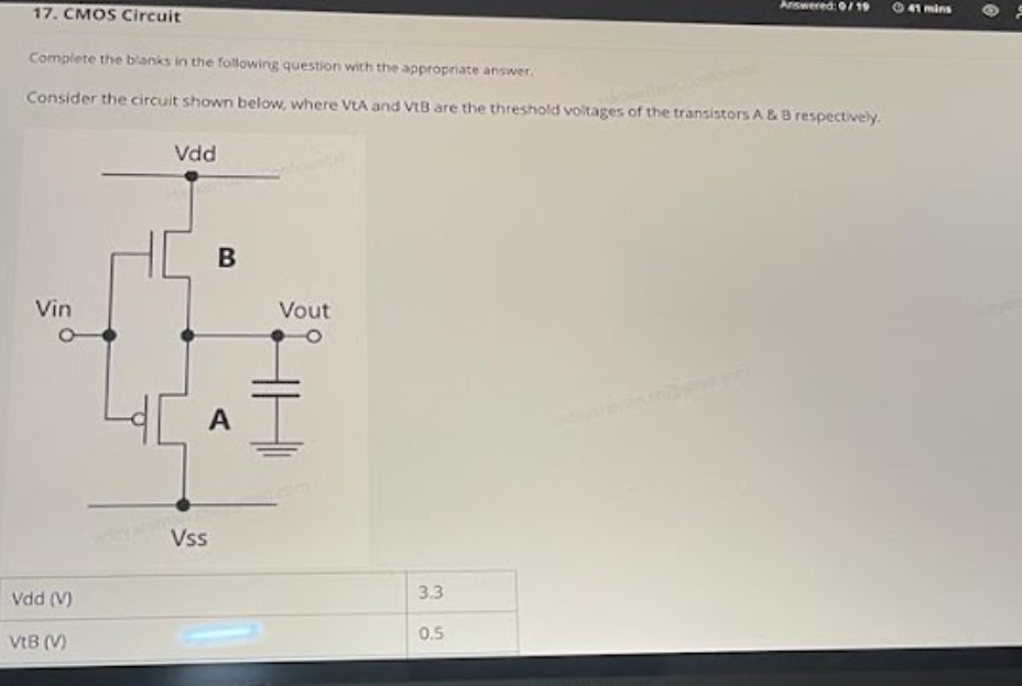 1 7 . CMOS Circuit Complete the blanks in the