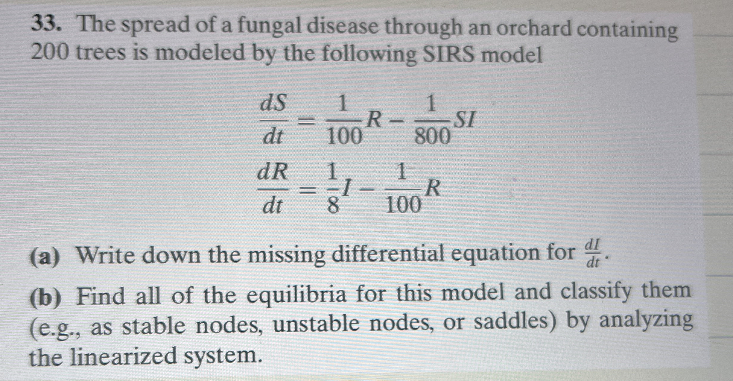 The spread of a fungal disease through an orchard