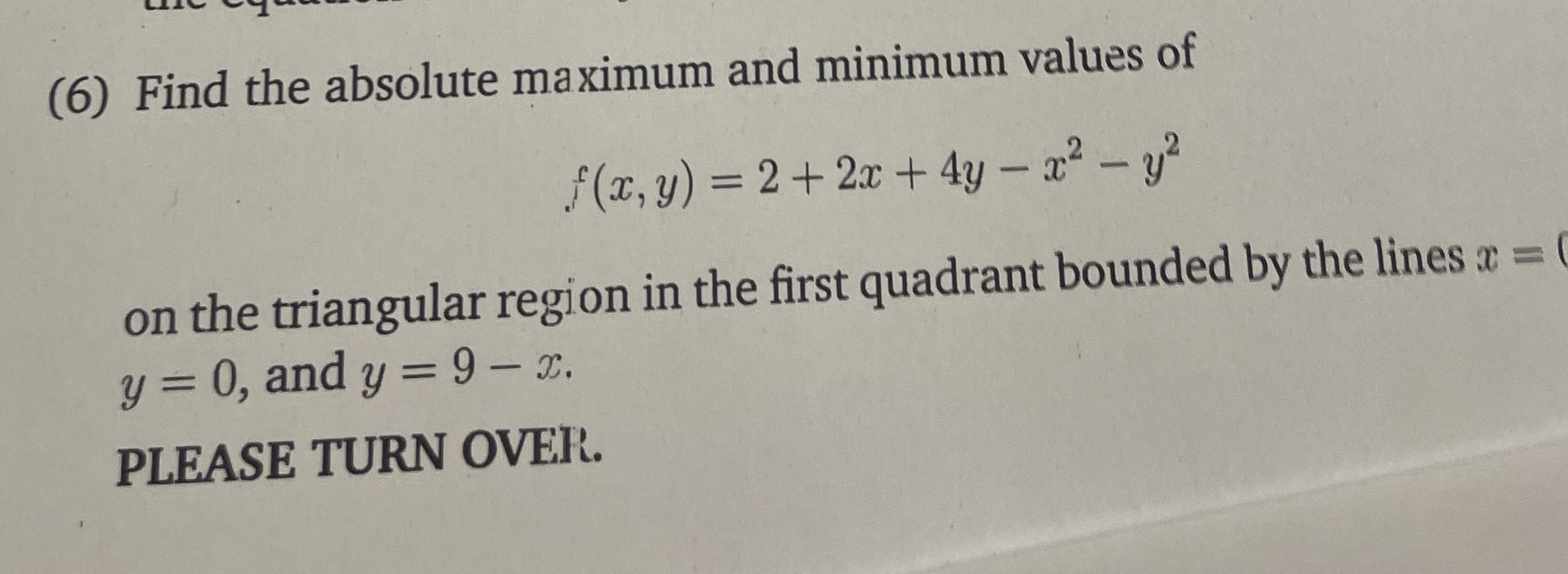 on the triangular region in the first quadrant