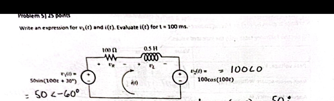 Problem 5 2 5 plints Write an expression for v l