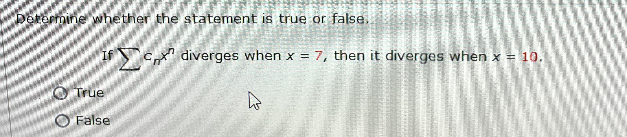Determine whether the statement is true or false.