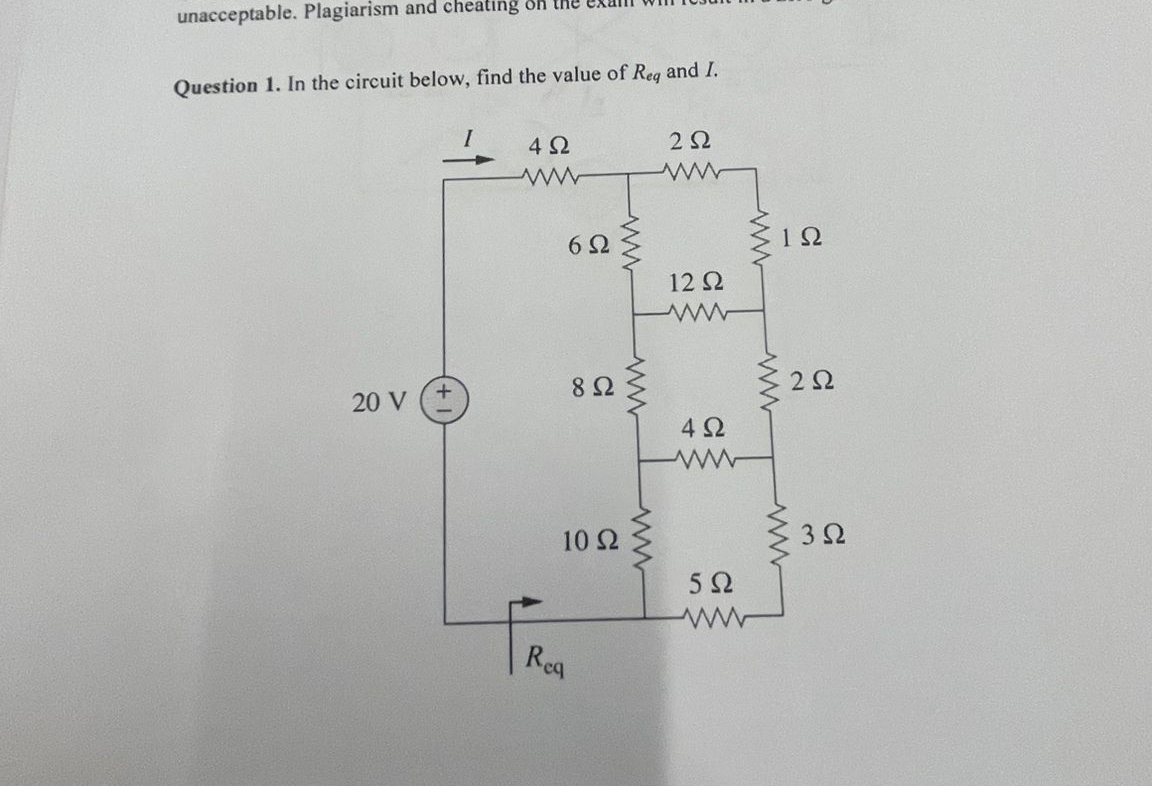 unacceptable. Plagiarism and cheating on Question