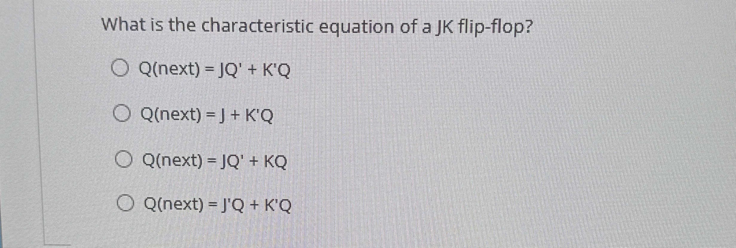 What is the characteristic equation of a JK flip