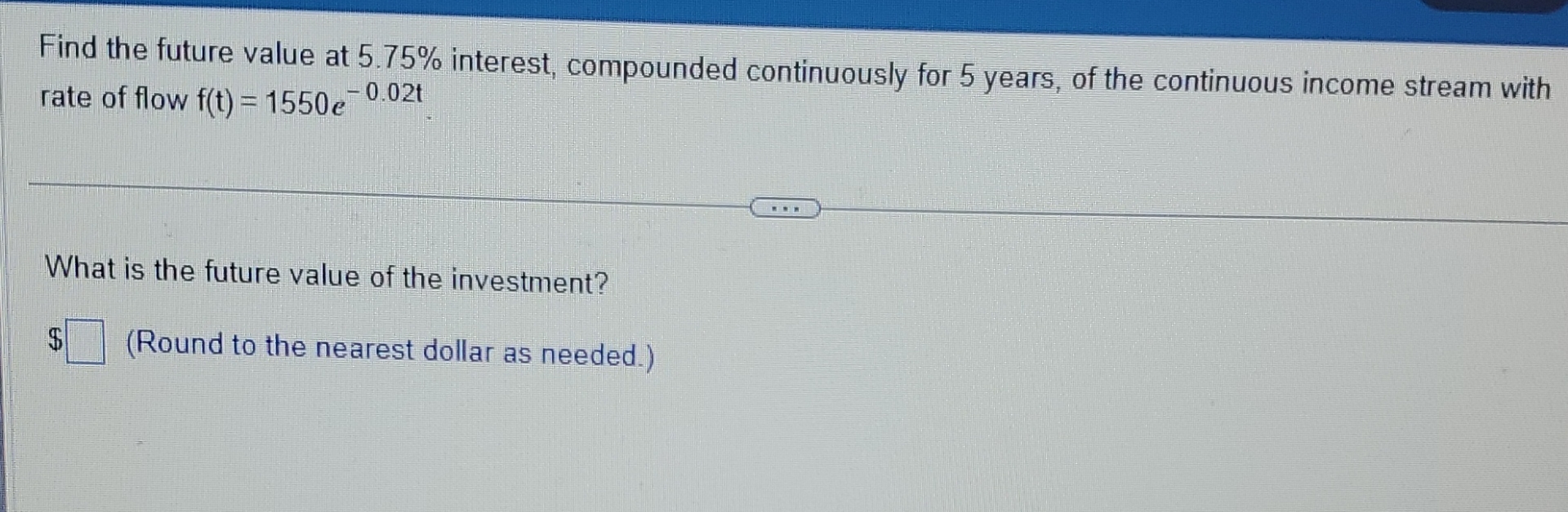 Find the future value at 5 . 7 5 % interest,